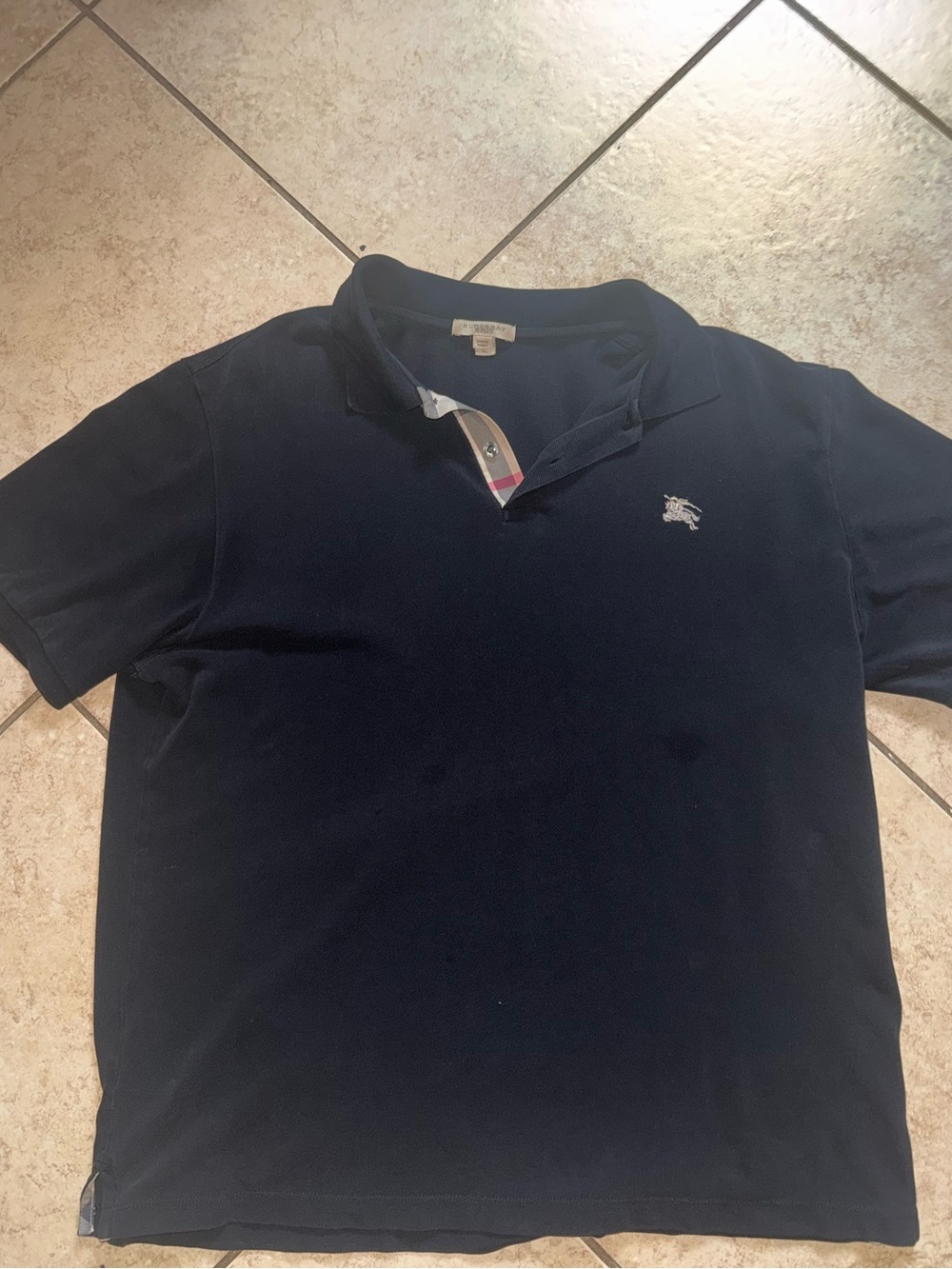 Burberry black Navy Polo Shirt with Burberry Embroidered Logo